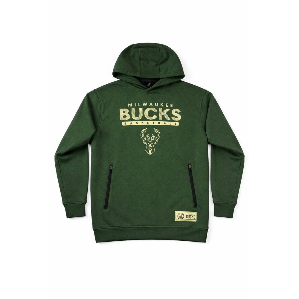 Milwaukee Bucks NBA Hoodie Mens Green Pullover Sweatshirt Zipper Pockets Large